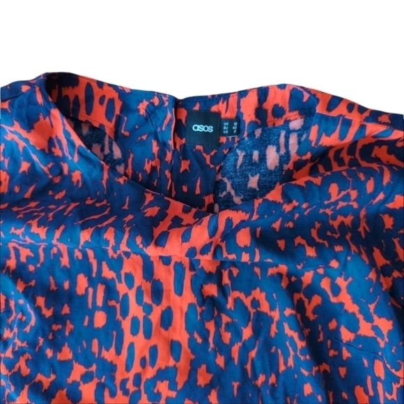 ASOS red/navy print dress abstract animal print viscose short sheath dress sz 8 - Picture 2 of 11